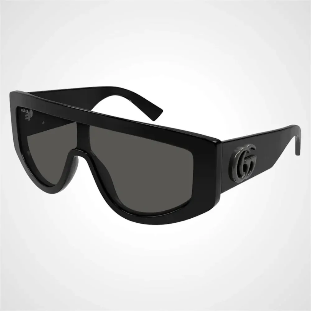 New GUCCI Sunglasses Black Wrap Shield Oversized Grey Lens GG 99-1-130mm
